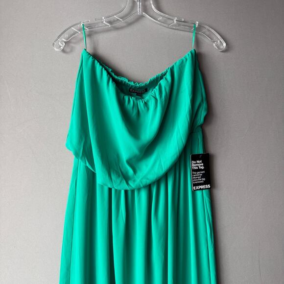Express sz S  green whimsical feminine‎ tube maxi dress NWT - Picture 2 of 9